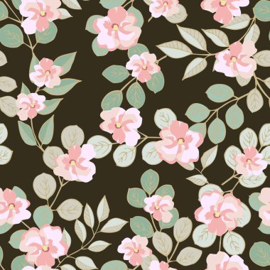 Küçük çaplı çiçeklerdeki basit şirin desenler. Sefil şık Millefleur 'lar. Tekstil veya kitap kapakları, imalat, duvar kağıtları, baskı, hediye paketi ve yapıştırma kitabı için çiçeksiz arka plan.