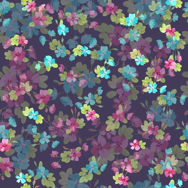 Modèle Floral Multicouche Complexe Petites Fleurs Dogroses Des Millefleurs Branchées — Image vectorielle