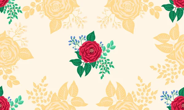 Patrón Sin Costuras Pequeñas Flores Lindas Rosas Ramas Antiguas Millefleurs — Vector de stock