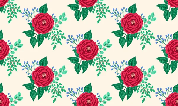 Motif Sans Couture Dans Petites Fleurs Mignonnes Roses Branches Antiques — Image vectorielle