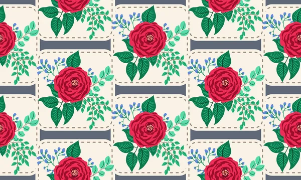 Nahtloses Muster Kleinen Niedlichen Blüten Aus Antiken Rosen Und Zweigen — Stockvektor