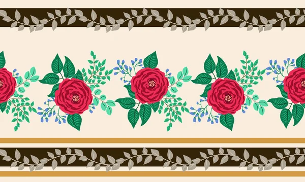 縞模様の花模様 ホームテキスタイル カバー 製造のための美しいプリント — ストックベクタ
