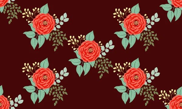 Motif Sans Couture Dans Petites Fleurs Mignonnes Roses Branches Antiques — Image vectorielle