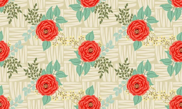 Seamless Pattern Small Cute Flowers Antique Roses Branches Chabby Chic — Stock Vector