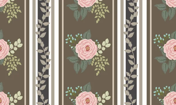 Patrón Floral Rayas Hermosa Impresión Para Textiles Para Hogar Fondos — Vector de stock