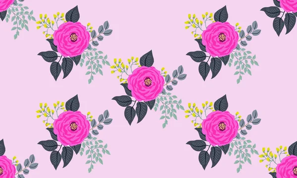 Płynny Wzór Małych Kwiatów Ładny Antyczne Róże Gałęzie Chabby Eleganckie — Wektor stockowy