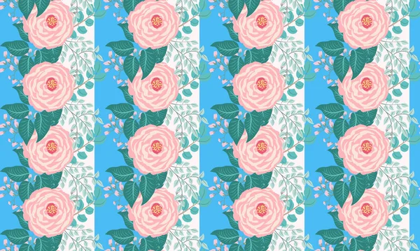 Patrón Floral Rayas Hermosa Impresión Para Textiles Para Hogar Fondos — Archivo Imágenes Vectoriales