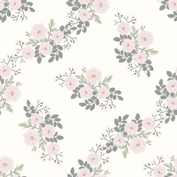 Seamless Folk Raster Pattern Small Wild Flowers Country Style Millefleurs — Stock Vector