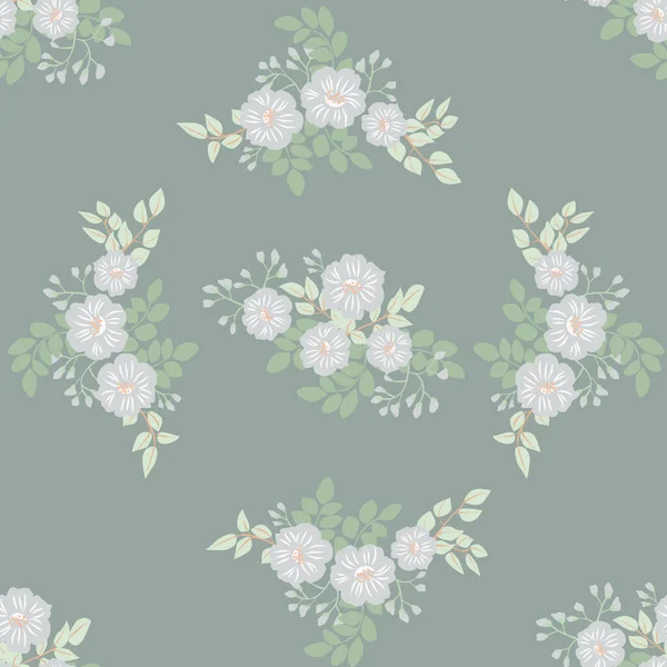 Naadloze Folk Raster Patroon Kleine Wilde Bloemen Millefleurs Landelijke Stijl — Stockvector