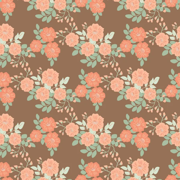 Naadloos Plantpatroon Met Antieke Volksbloemen Shabby Chique Stijl Millefleurs Bloemen — Stockvector