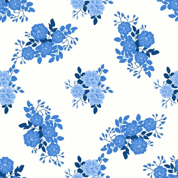 Nahtloses Muster Kleinen Blüten Millefleurs Landhausstil Blumenwiese Hintergrund Für Textilien — Stockvektor