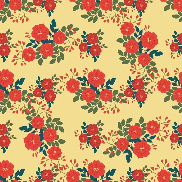 Küçük Çiçeklerdeki Kusursuz Desen Taşra Tarzı Millefleurlar Tekstil Duvar Kâğıdı — Stok Vektör