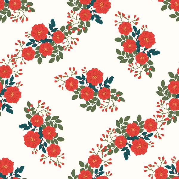 Modèle Sans Couture Petites Fleurs Millefleurs Style Champêtre Fond Prairie — Image vectorielle