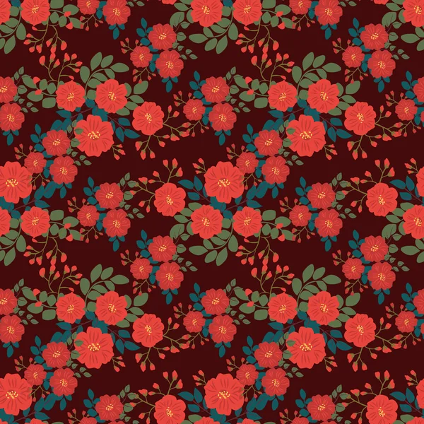 Patrón Sin Costuras Flores Pequeñas Millefleurs Estilo Country Fondo Pradera — Vector de stock