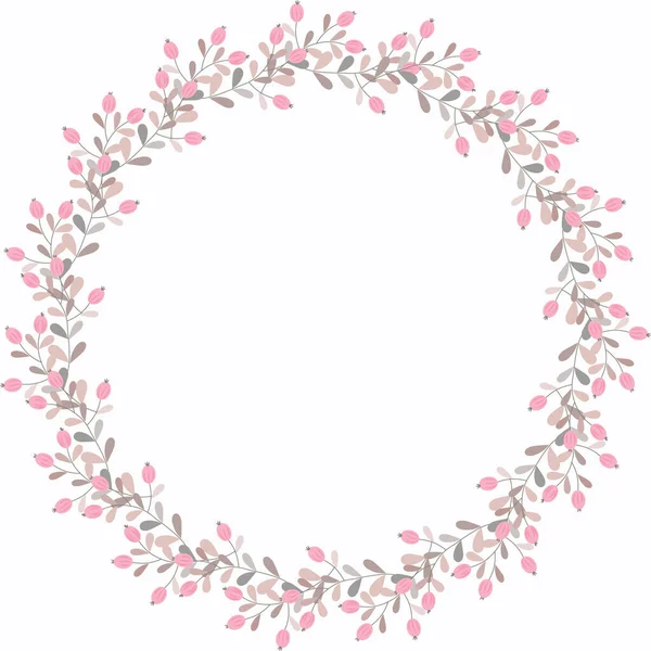Virágos Kerek Keret Aranyos Ditsy Virágok Üdvözlőlap Sablon Tervezz Rajzot — Stock Vector