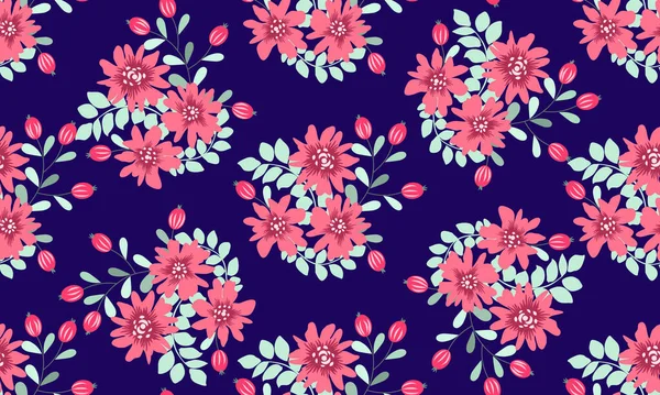 Antika Halk Çiçekleriyle Kusursuz Bitki Deseni Pejmürde Şık Millefleurlar Tekstil — Stok Vektör
