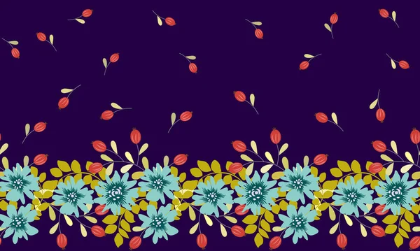 Бесшовный Растительный Узор Античными Народными Цветами Обветшалые Шикарные Милльфлёры Цветочный — стоковый вектор