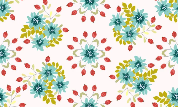 Patrón Planta Sin Costuras Con Flores Populares Antiguas Millefleurs Estilo — Vector de stock