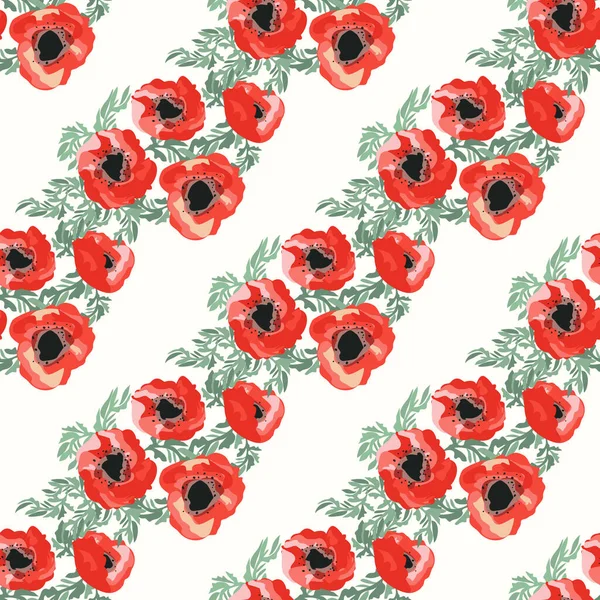 Naadloos Patroon Kleine Mooie Bloemen Poppy Boeketten Regelmatige Bestelling Millefleurs — Stockvector