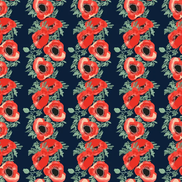 Naadloos Patroon Kleine Mooie Bloemen Poppy Boeketten Regelmatige Bestelling Millefleurs — Stockvector