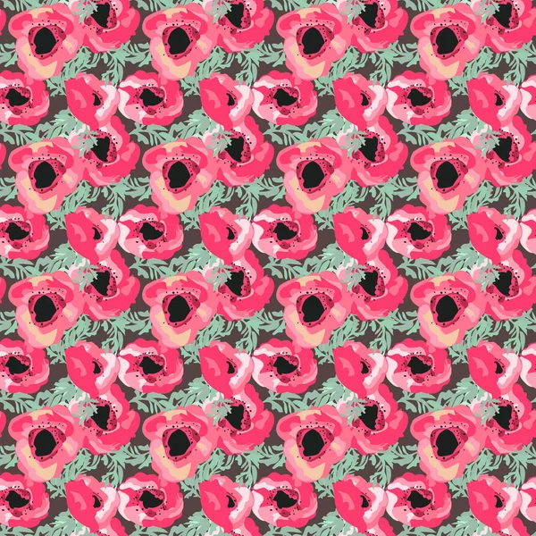 Naadloos Patroon Kleine Mooie Bloemen Poppy Boeketten Regelmatige Bestelling Millefleurs — Stockvector