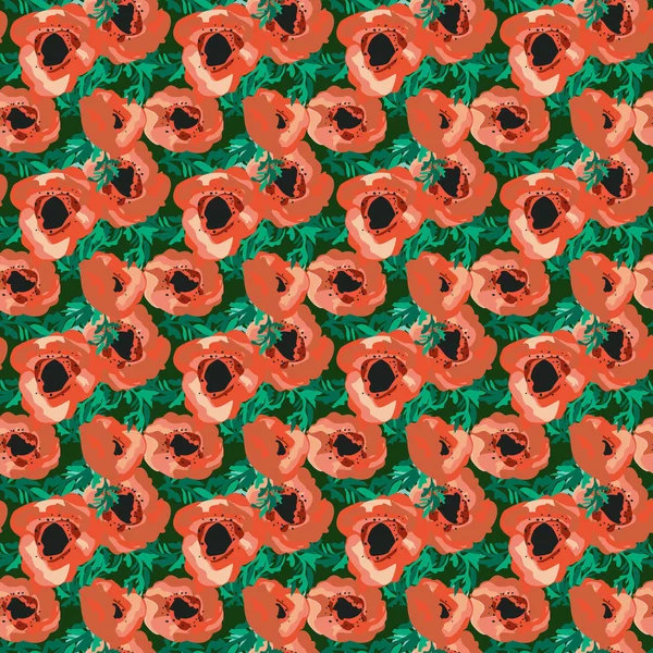 Naadloos Patroon Kleine Mooie Bloemen Poppy Boeketten Regelmatige Bestelling Millefleurs — Stockvector