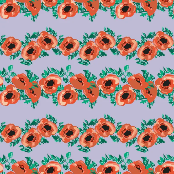 Naadloos Patroon Kleine Mooie Bloemen Poppy Boeketten Regelmatige Bestelling Millefleurs — Stockvector