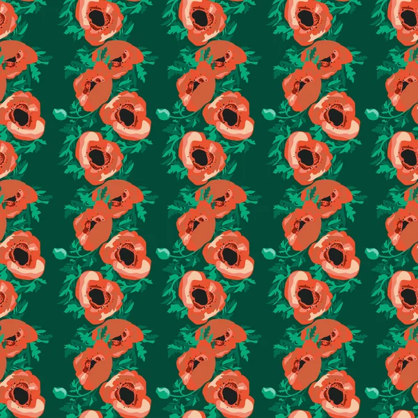 Naadloos Patroon Kleine Mooie Bloemen Poppy Boeketten Regelmatige Bestelling Millefleurs — Stockvector