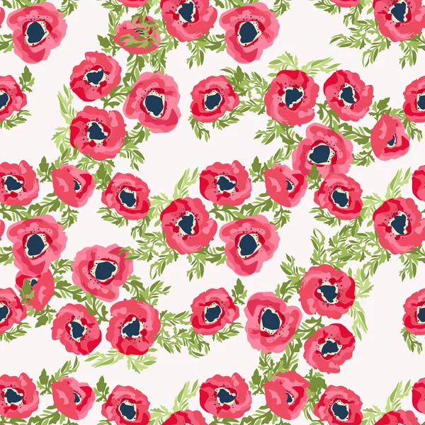 Naadloos Delicate Patroon Van Papaver Bloemen Zomer Bloemen Bloemen Diagonaal — Stockvector