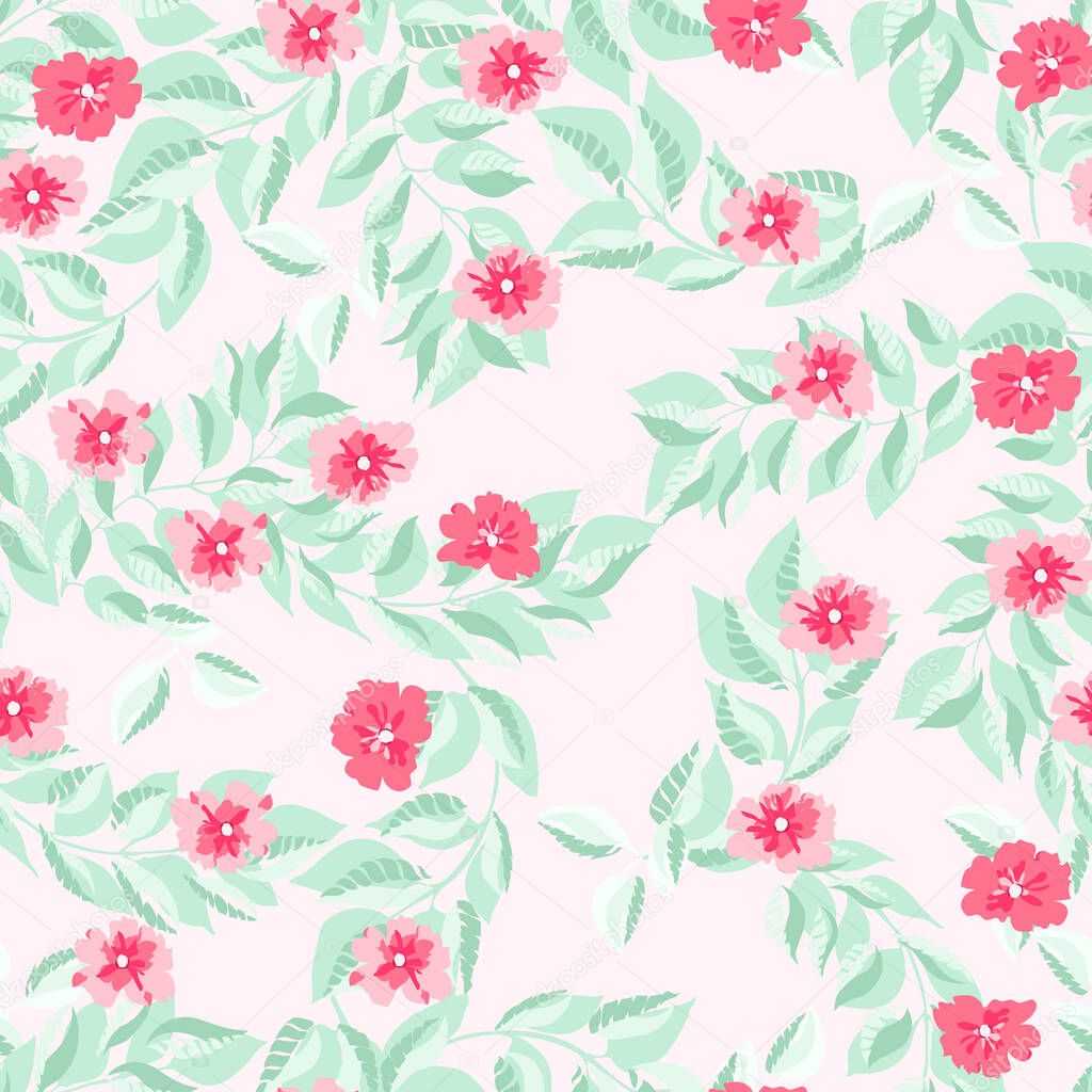 Simple cute pattern in small-scale flowers. Shabby chic millefleurs. Floral seamless background for textile or book covers, manufacturing, wallpapers, print, gift wrap and scrapbooking.