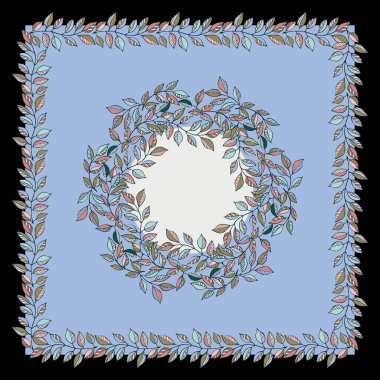   Modern tarz. Çiçekli orman eşarp izi, tekstil, kapaklar, yüzey, hatıra defteri, dekupaj için güzel bir sınır. Bandana, şal, tesettür tasarımı