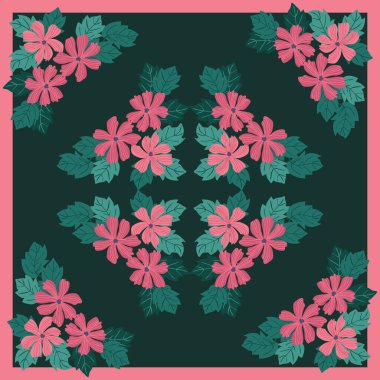 Çiçek kare kenarlığının vektör illüstrasyonu 