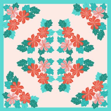 Çiçek kare kenarlığının vektör illüstrasyonu 