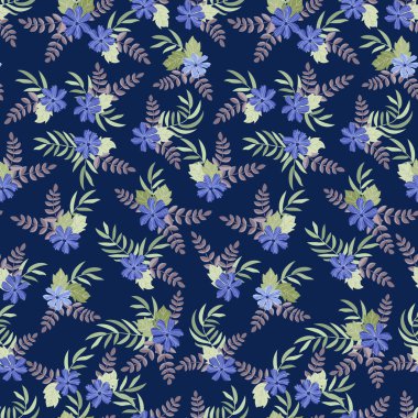 Parlak renkli küçük çiçekli, kusursuz çiçek desenleri. Millefleur tarzı. Tekstil, duvar kağıdı, kapaklar, yüzey, yazdırma, paketleme, kupür defteri, dekupaj için bitki arkaplanı.