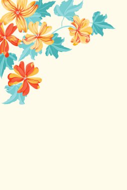 Yaban ördeği çiçekleri çerçevesi. Tebrik kartı, davetiye şablonu. Poster, davetiye, takvimler için tasarım. Metin için yer.