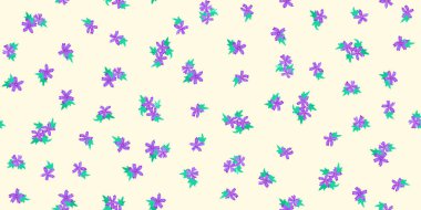  Küçük, mor, güzel çiçekli mallow deseni. Özgürlük tarzı. Tekstil veya kitap kapakları, imalat, duvar kağıtları, baskı, hediye paketi ve yapıştırma kitabı için çiçeksiz arka plan.