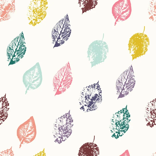 Eco Print Feuilles Automne Motif Floral Sans Couture Nature Fond — Image vectorielle