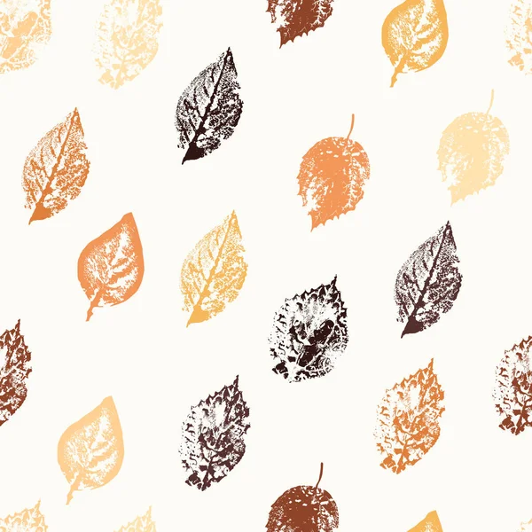 Eco Print Feuilles Automne Motif Floral Sans Couture Nature Fond — Image vectorielle