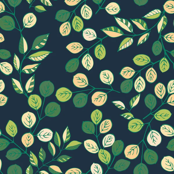 Эко Отпечаток Осенних Листьев Нежный Цветочный Узор Природа Дизайн Тканей — стоковый вектор