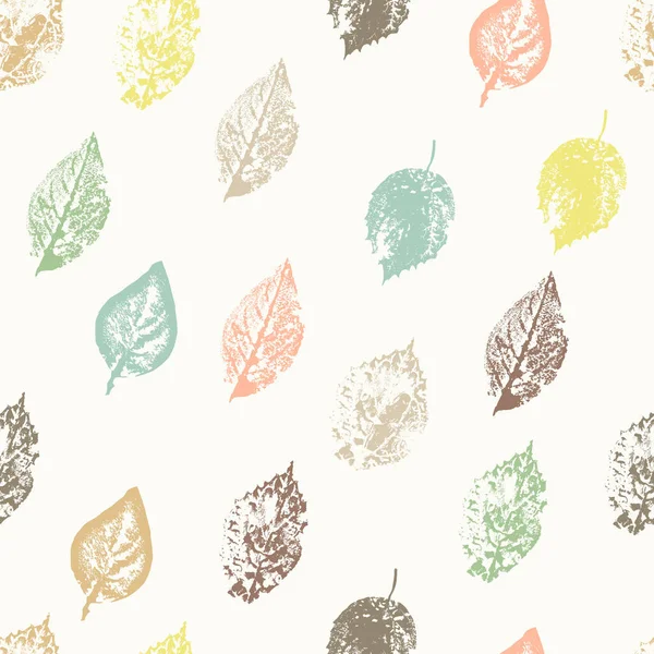 Eco Print Feuilles Automne Motif Floral Sans Couture Nature Fond — Image vectorielle