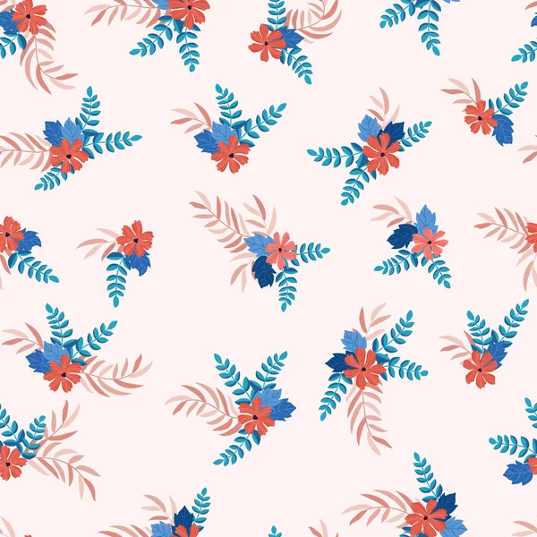 Basit Küçük Çiçekli Kusursuz Çiçek Deseni Millefleur Tarzı Tekstil Duvar — Stok Vektör