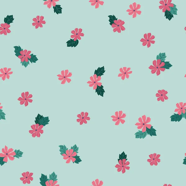 Motif Floral Sans Couture Avec Petites Fleurs Simples Millefleurs Style — Image vectorielle