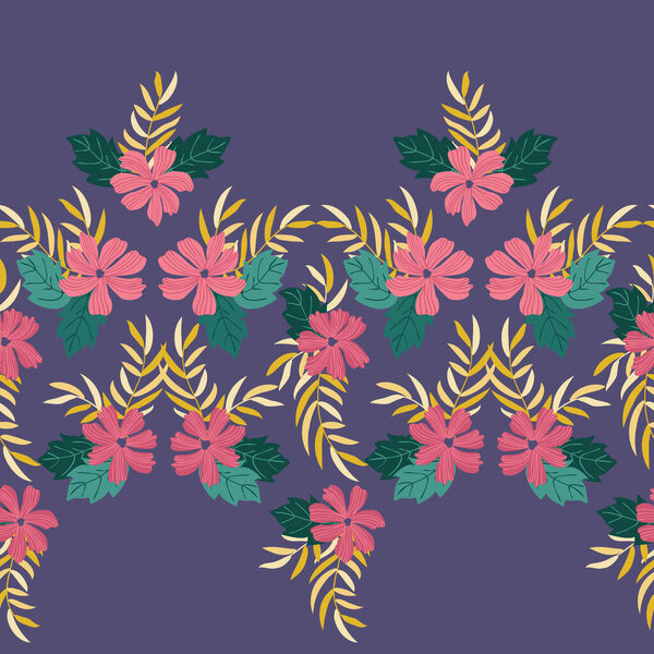 Seamless floral pattern with simple small flowers. Folk style millefleurs. Plant background for textile, wallpaper, covers, surface, print, wrap, scrapbooking, decoupage.
