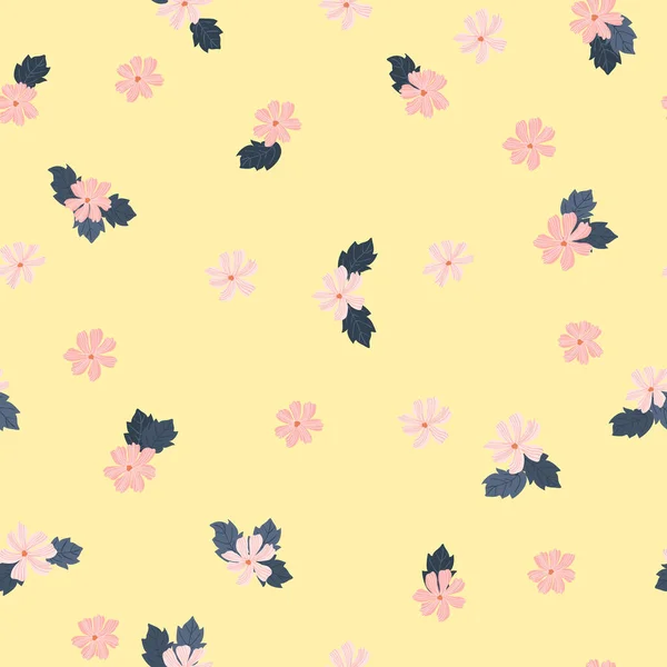 Motif Floral Sans Couture Avec Petites Fleurs Simples Millefleurs Style — Image vectorielle