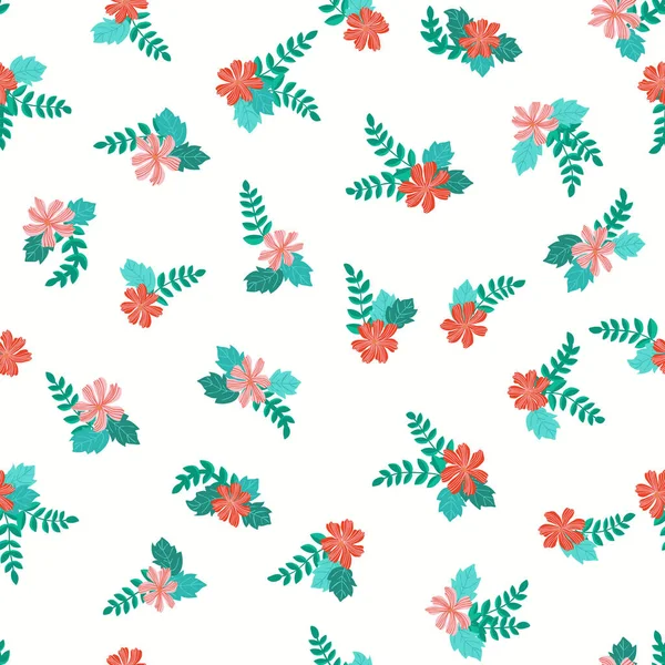 Motif Floral Sans Couture Avec Petites Fleurs Simples Millefleurs Style — Image vectorielle