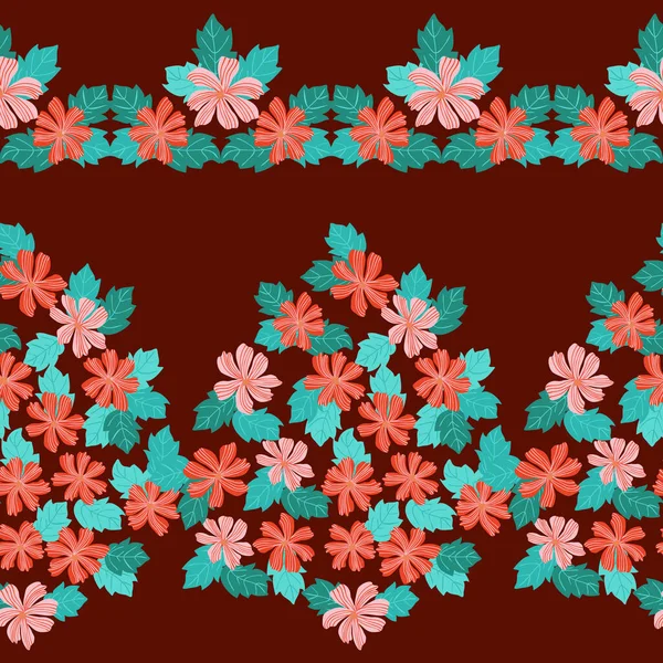 Frontière Folklorique Sans Couture Dans Petites Fleurs Sauvages Millefleurs Style — Image vectorielle