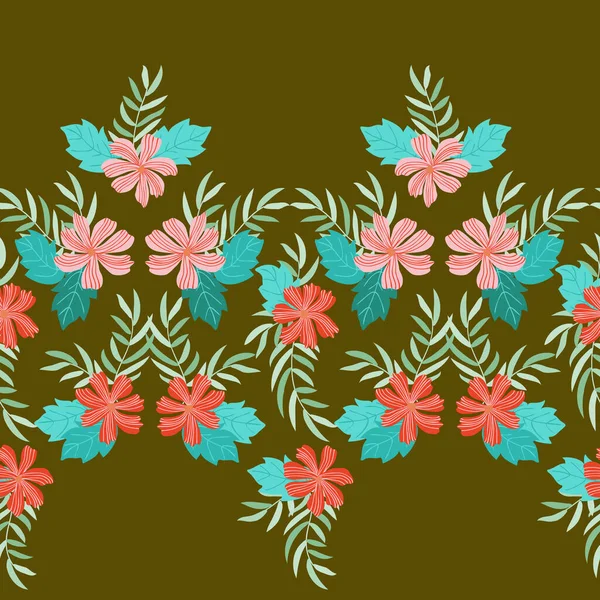 Bezešvé Lidové Hranice Malých Divokých Květinách Millefleurs Stylu Svobody Květinová — Stockový vektor