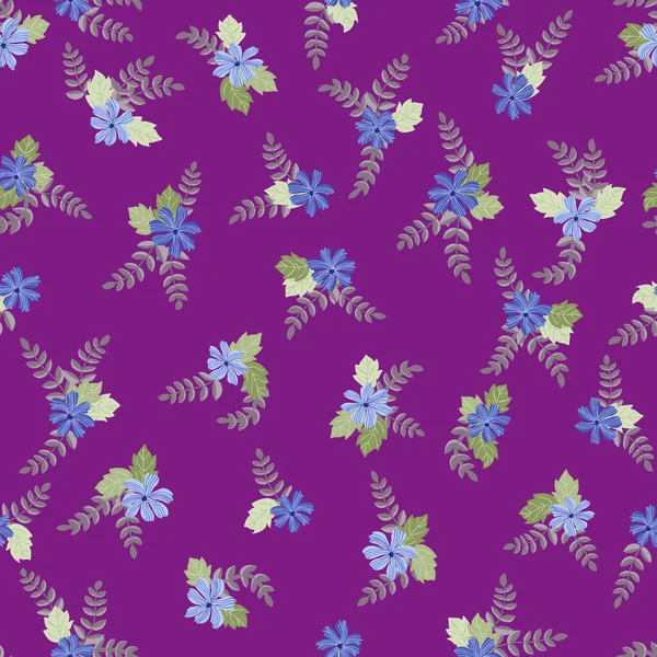 Бесшовный Цветочный Узор Простыми Маленькими Цветами Мильфлёры Народного Стиля Посадочный — стоковый вектор