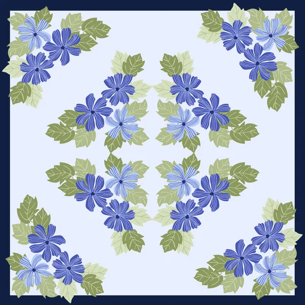 Vektorillustration Des Quadratischen Blumenrandes — Stockvektor