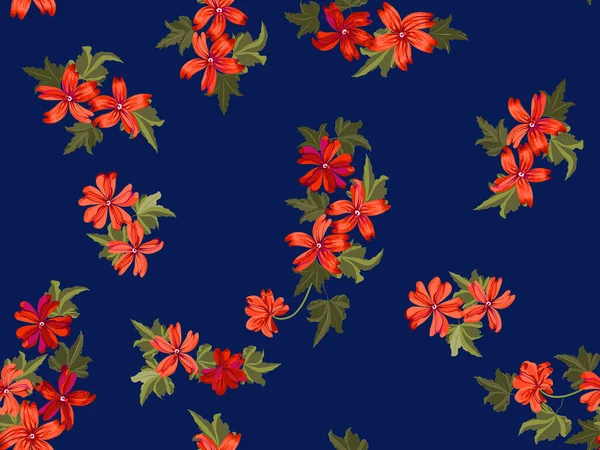 Modèle Mignon Simple Petite Fleur Magnifique Mauve Corail Style Liberty — Image vectorielle